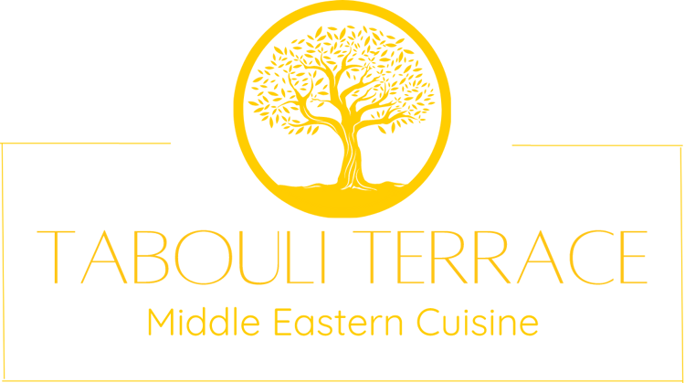 The Tabouli Terrace logo, a gold tree above the words Middle Eastern Cuisine